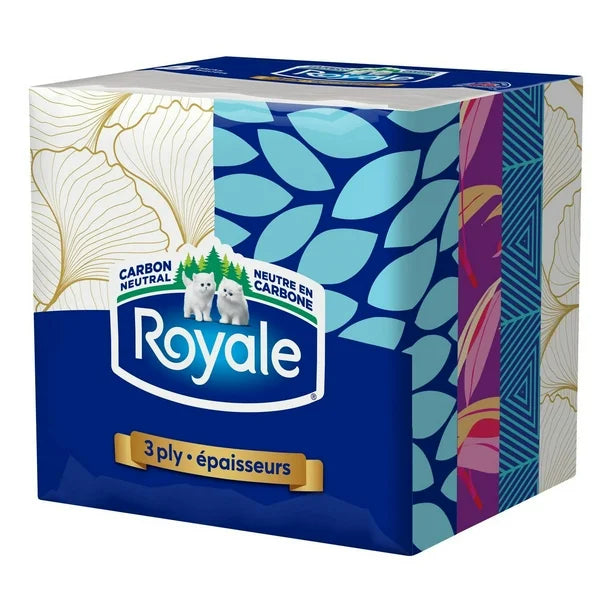 Royale 3 Ply Facial Tissue, 8 Pocket packs 10 Tissues per pack, 80 Total tissues per pack