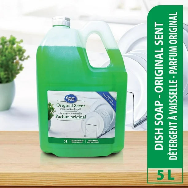 Great Value Original Scent Dishwashing Liquid - Value Size, 5 L