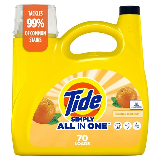 Tide Simply All-In-One Liquid Laundry Detergent, Orange Blossom Scent, 70 Loads, 2.72 L, TIDE TD SMPLQ HEC OB 70LD