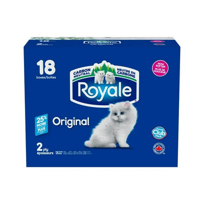 Royale Original Facial Tissue, 18 Flat Boxes, 126 Tissues per box, 2-Ply, 2268 Tissues